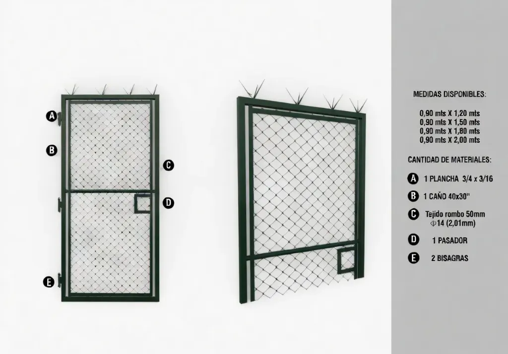 [PTA120] Puerta de Caño Reforzado 0,90 x 1,20 mts